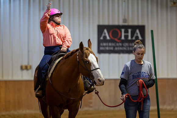 Elizabeth Pierce riding Cookie in Working Trails