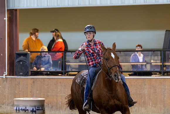 Julie Sanders riding Sly in Barrel Racing