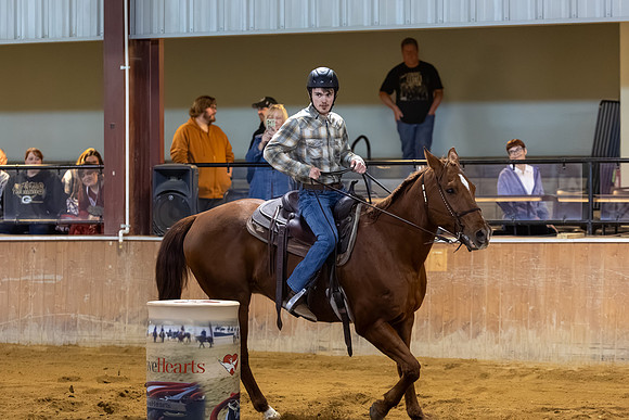 William Lynch riding Sly in Barrel Racing