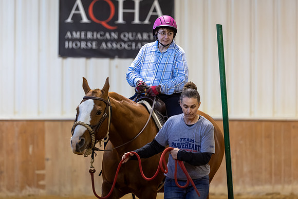 Chelsey Baker riding Cookie in Working Trails